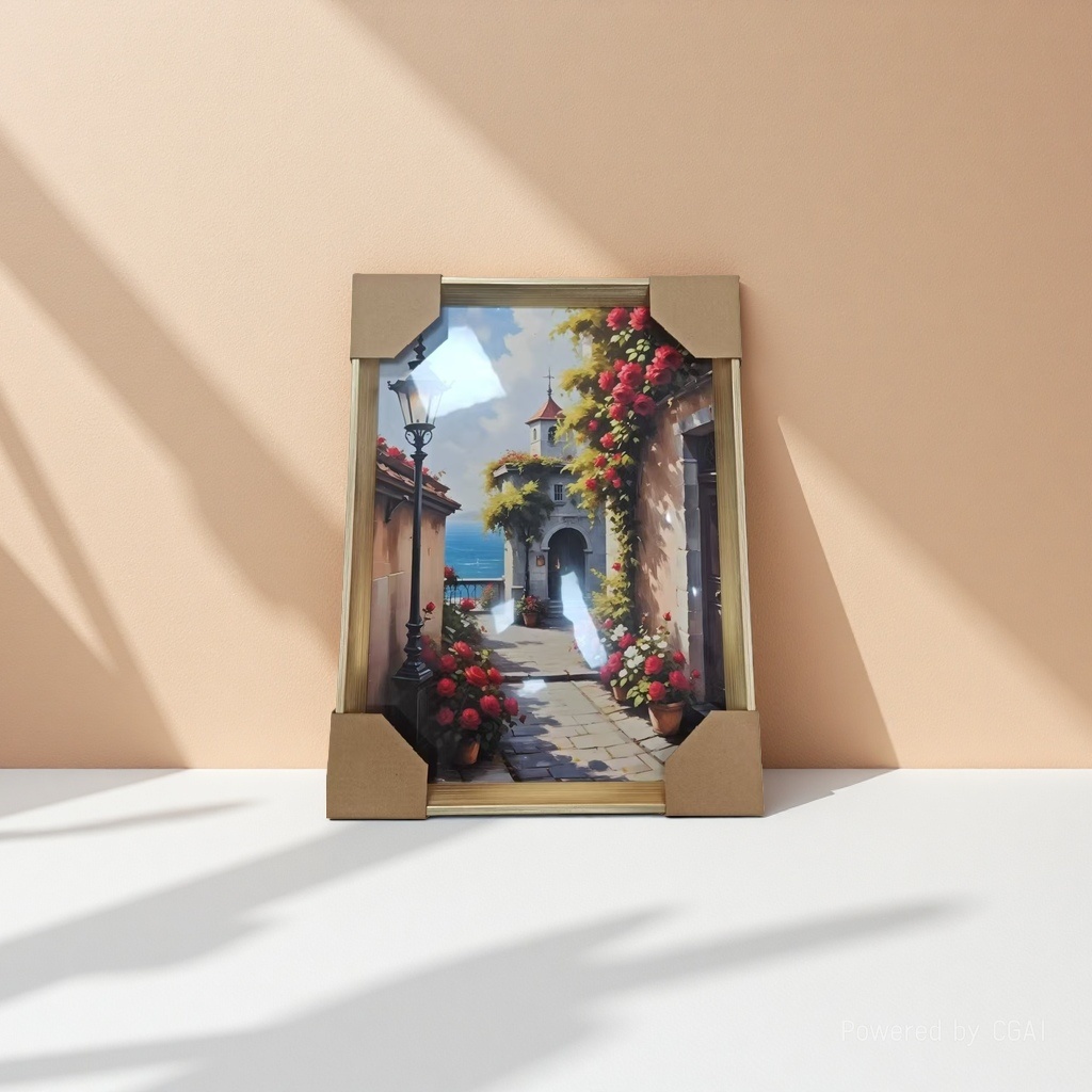 跨境热销油画装饰画浪漫海边小镇装饰画家居装饰画 外贸定制代发装饰画