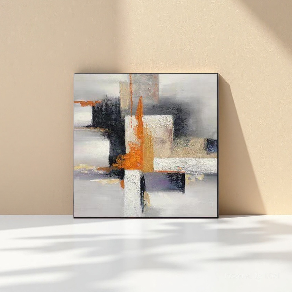 Abstract geometric canvas painting, retro and simple poster painting, printed living room home decoration painting core details Picture