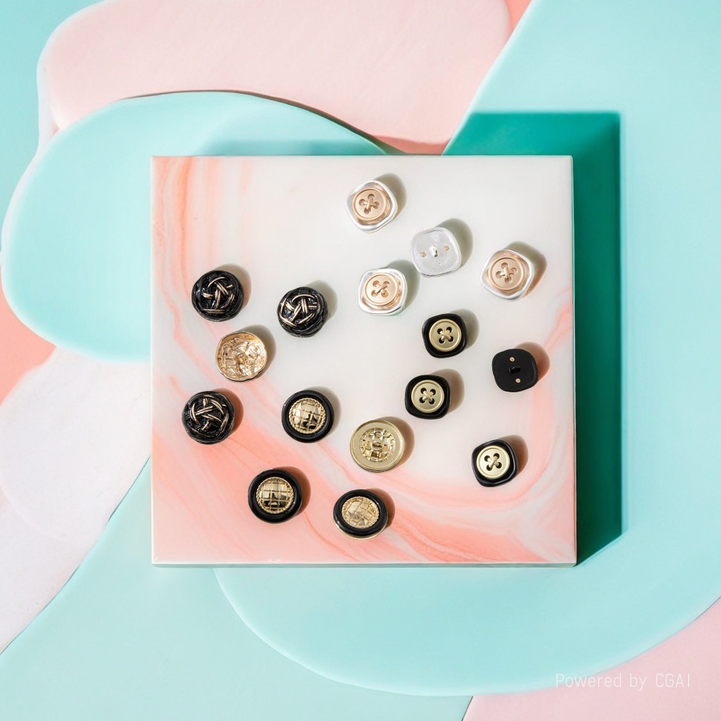Factory direct supply: Metal square buttons, fashionable double-layer, high-heeled, round, factory direct supply details Picture