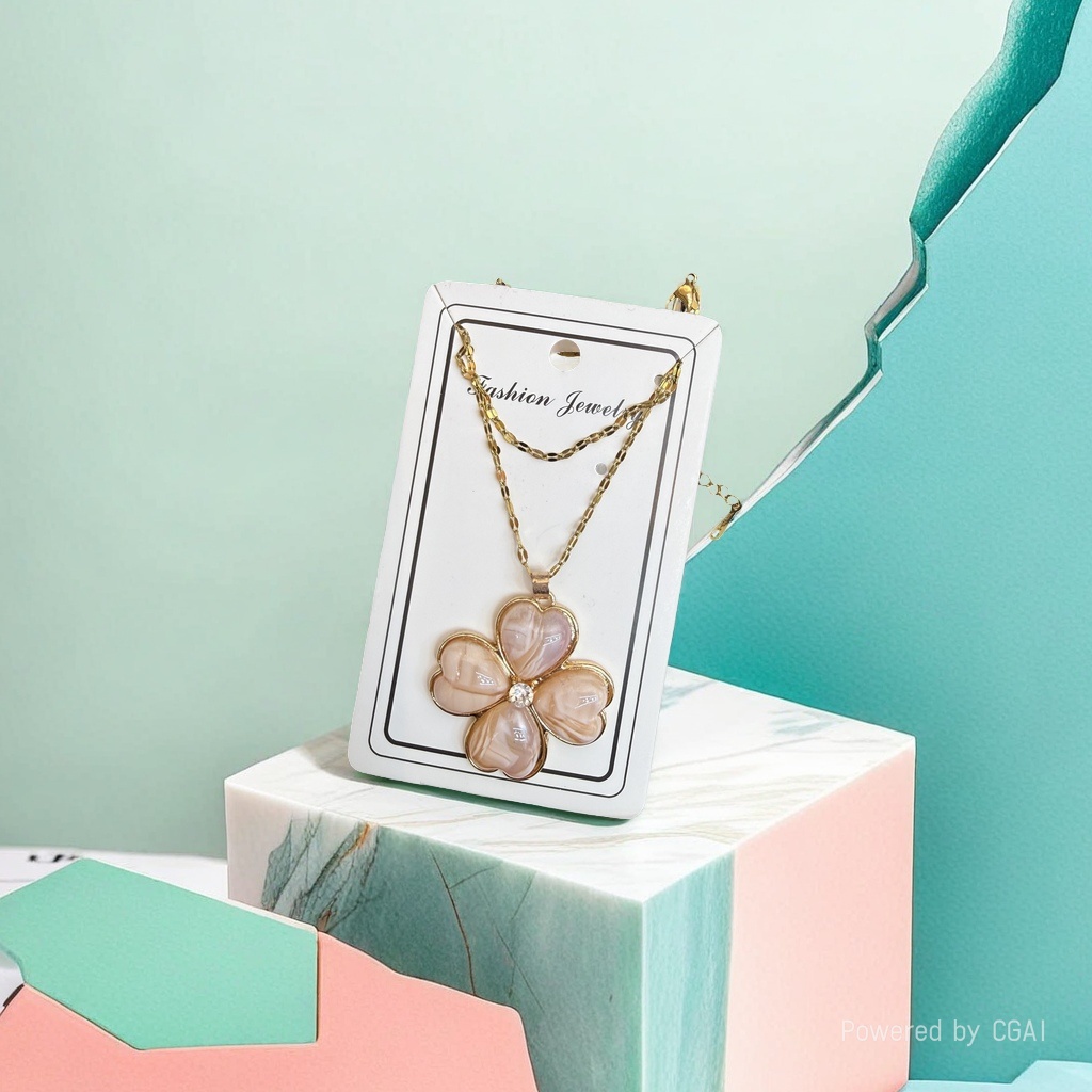 Korean sweet and versatile candy-colored dopamine four-leaf clover rice bead necklace with beaded beads, girlish charm, collarbone chain for girls Application Scenario