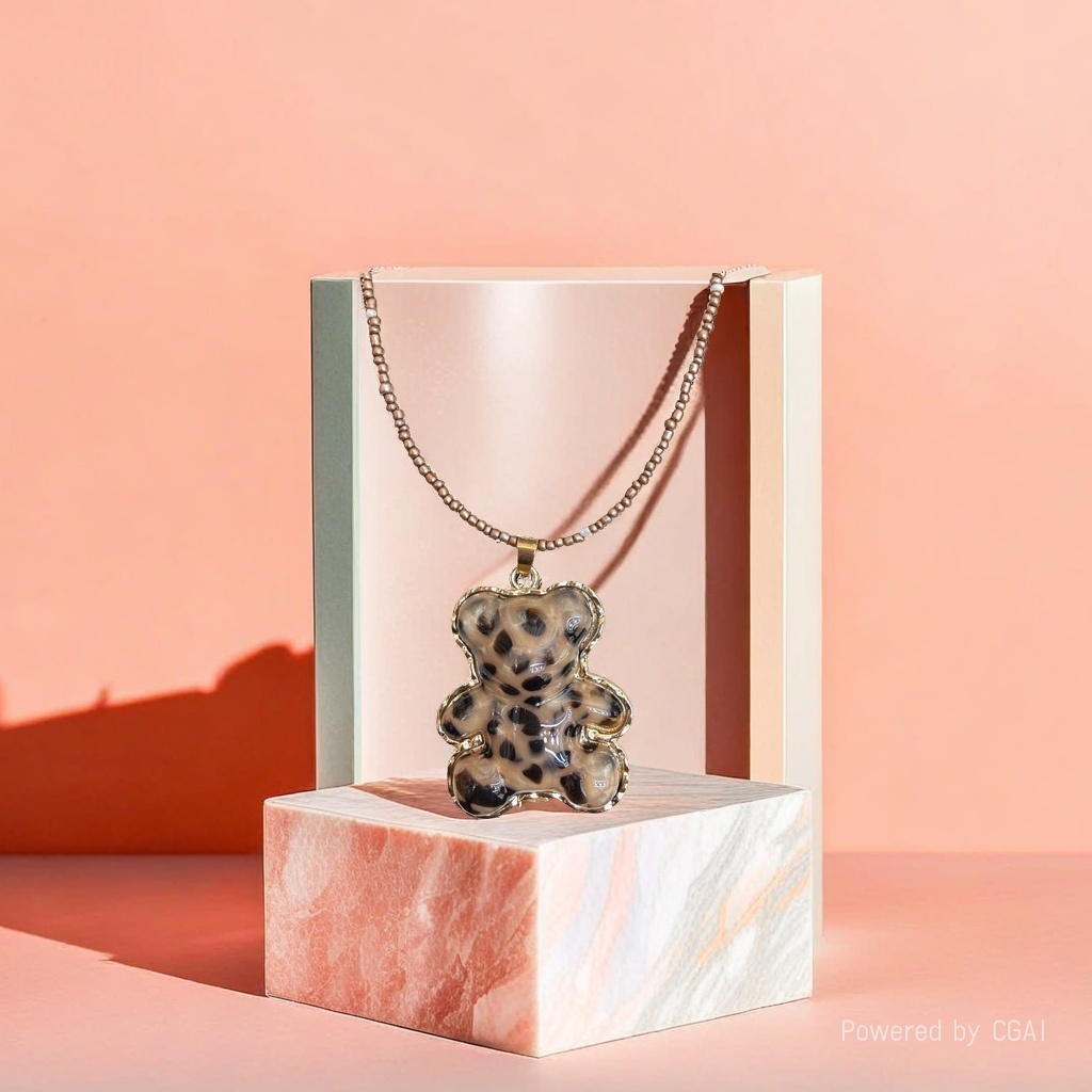 Silver jewelry leopard print bear pendant necklace, diy pendant accessory necklace Application Scenario