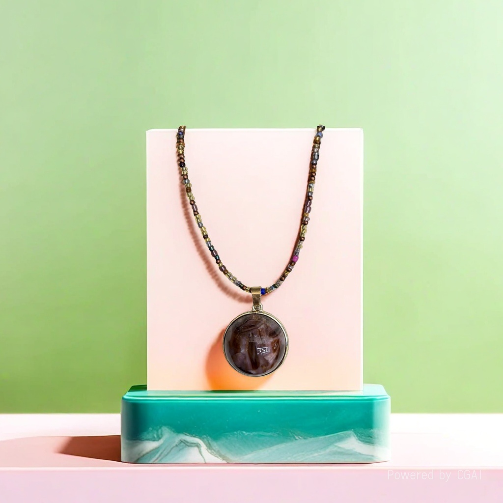 Retro new imitation amethyst pendant beaded necklace, a high-end, light luxury, niche, fashionable and versatile necklace and collarbone chain details Picture