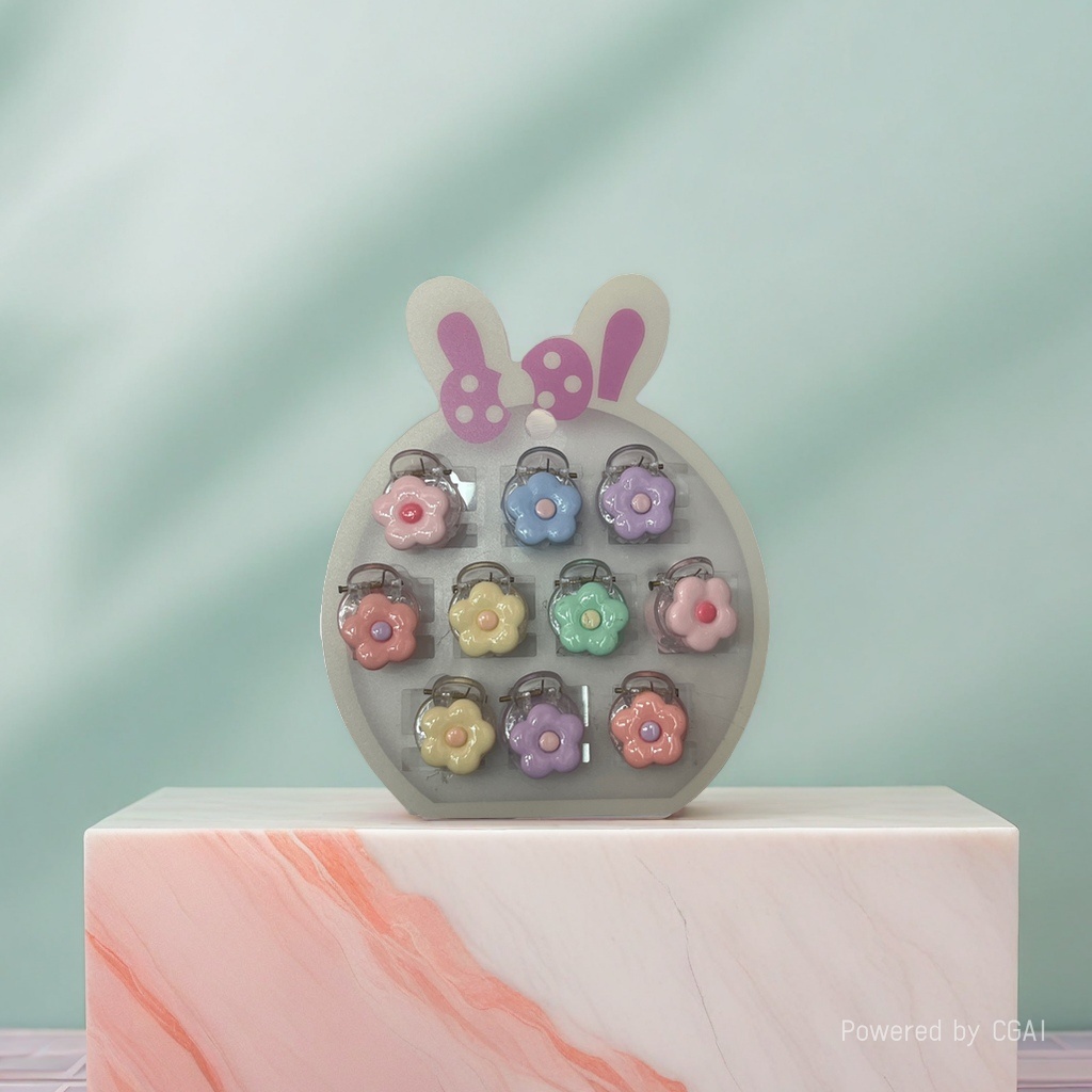 Cute rabbit ear-shaped hair clip set, children's fabric hair clip headband, children's hair accessory details Picture