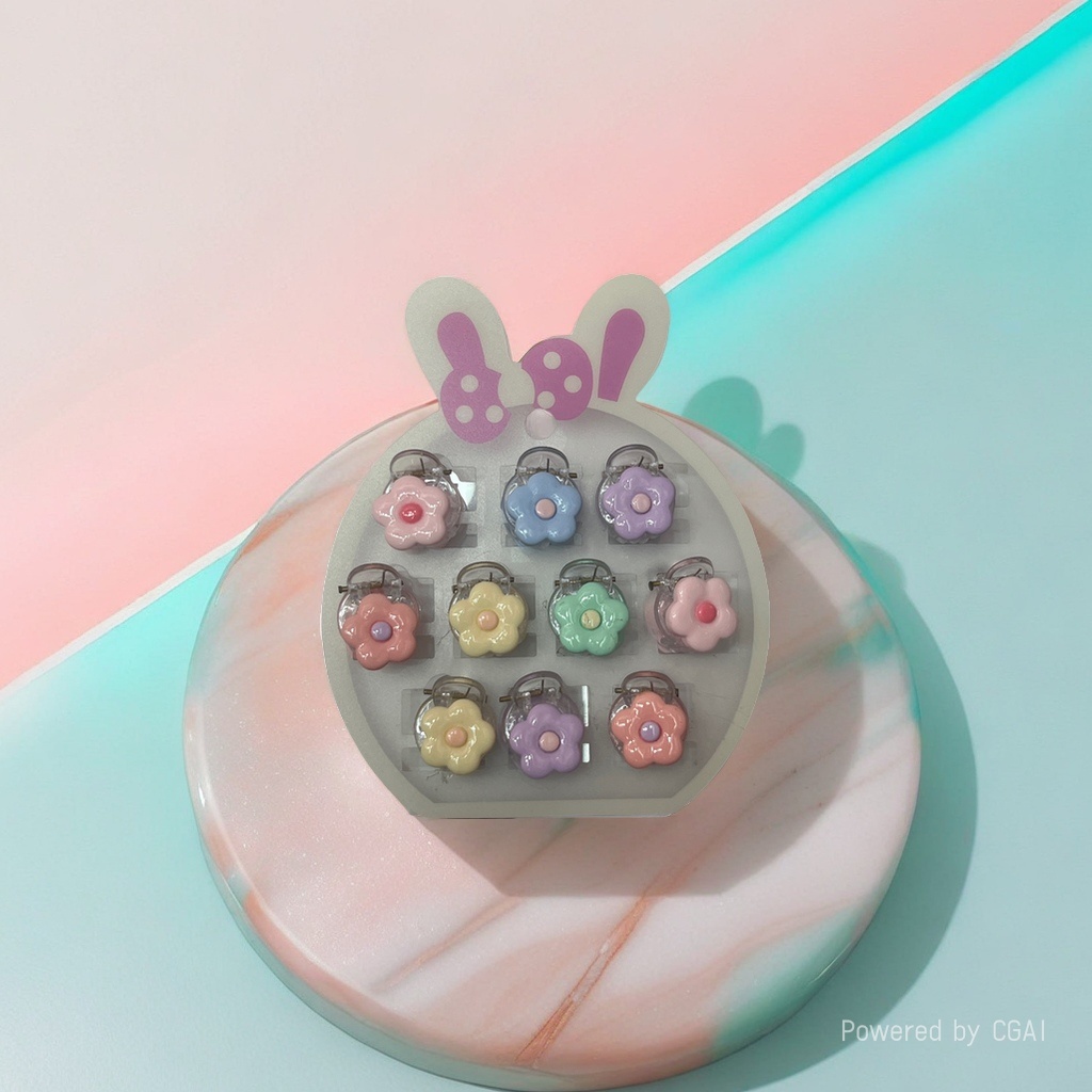 Cute rabbit ear-shaped hair clip set, children's fabric hair clip headband, children's hair accessory Specification image