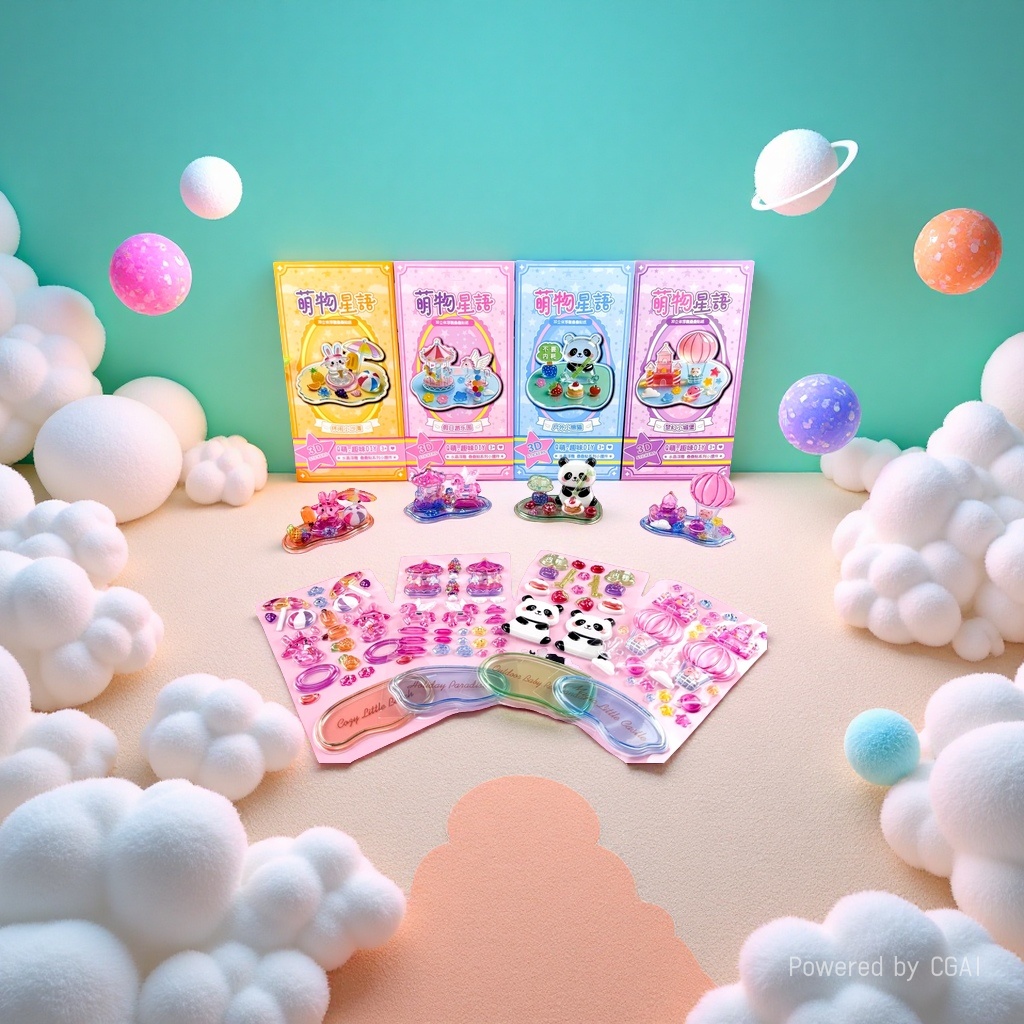 New 3D embossed stacking game stickers, creative 3D embossed resin thick stickers, tear-off stickers, decorative stickers
