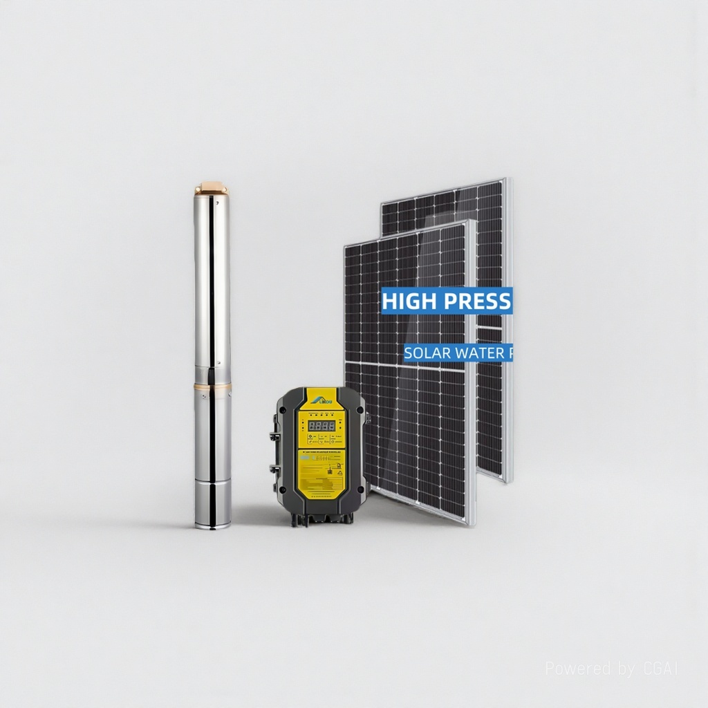 Solar-powered stainless steel water pump, large head, plastic impeller, corrosion-resistant, agricultural irrigation, household water intake