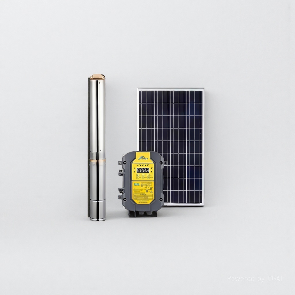 Solar-powered stainless steel water pump, large head, plastic impeller, corrosion-resistant, agricultural irrigation, household water intake. 134528159