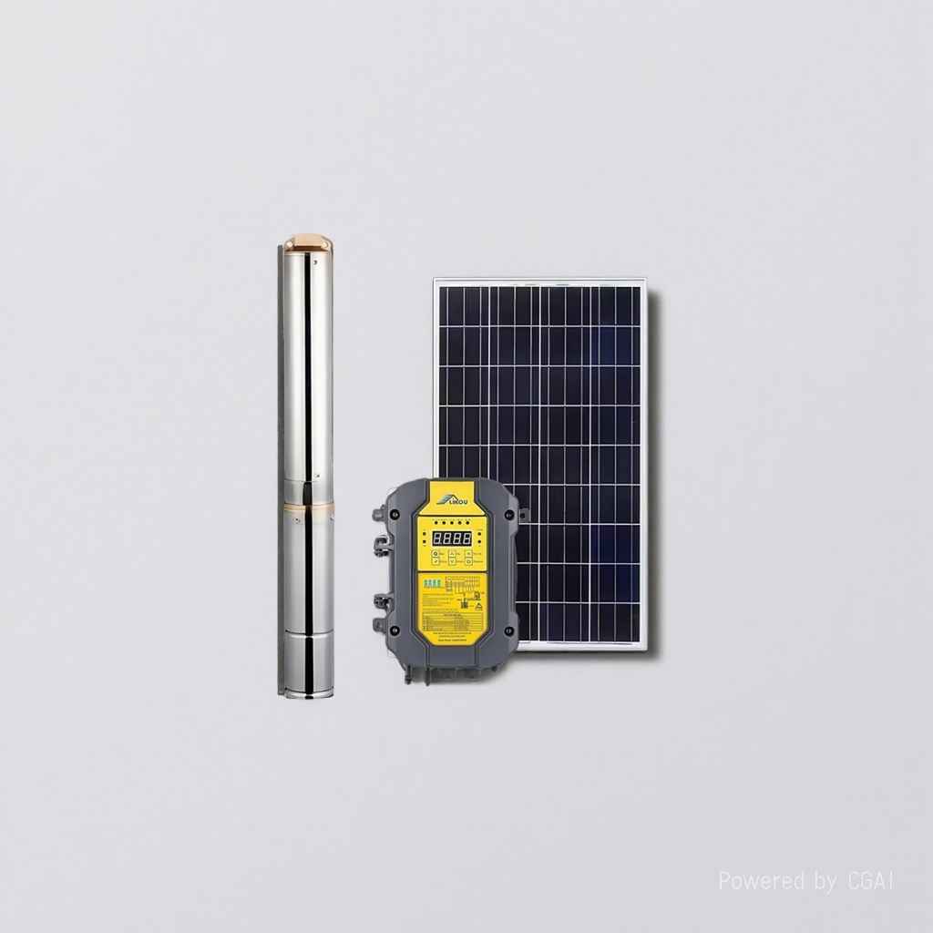 Solar-powered stainless steel water pump, large head, plastic impeller, corrosion-resistant, agricultural irrigation, household water intake. 134528159 Specification image