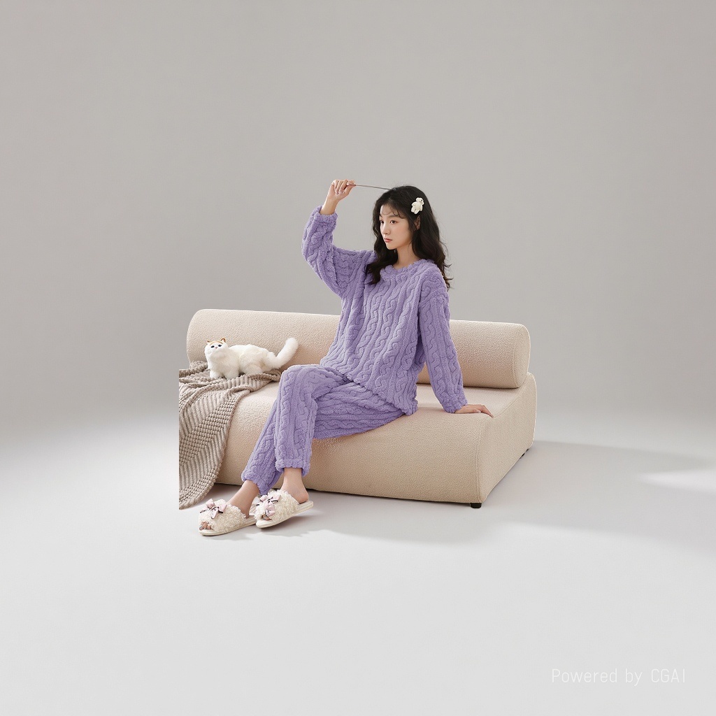 性感女士家居服睡衣套装100%棉舒适透气睡裤居家穿着