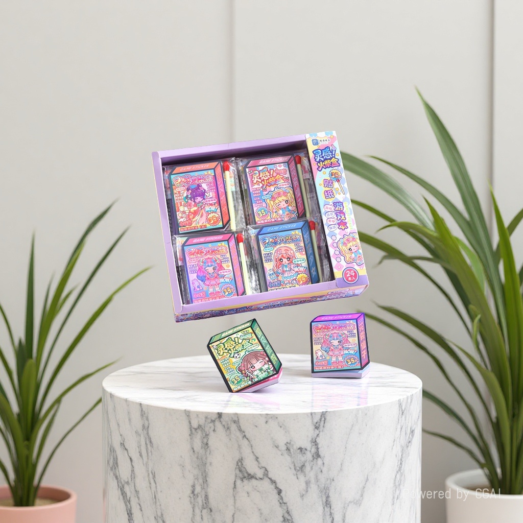 Creative sticker cartoon game book inspiration matchbox landscape 3D stereoscopic relief resin thick sticker details Picture
