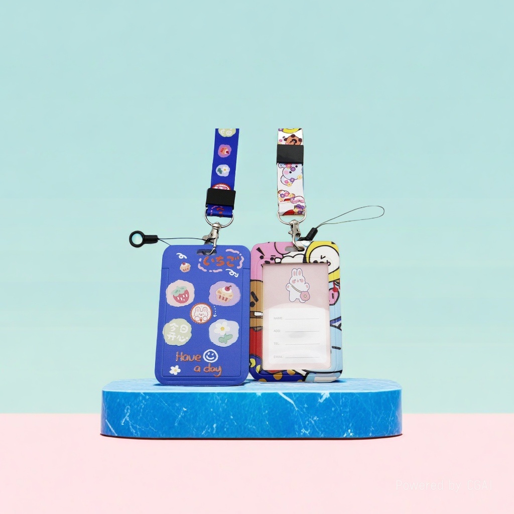 The best-selling ID card buckle, student anime cartoon card holder, lanyard, card holder, neck tag and name tag are all cute Specification drawing