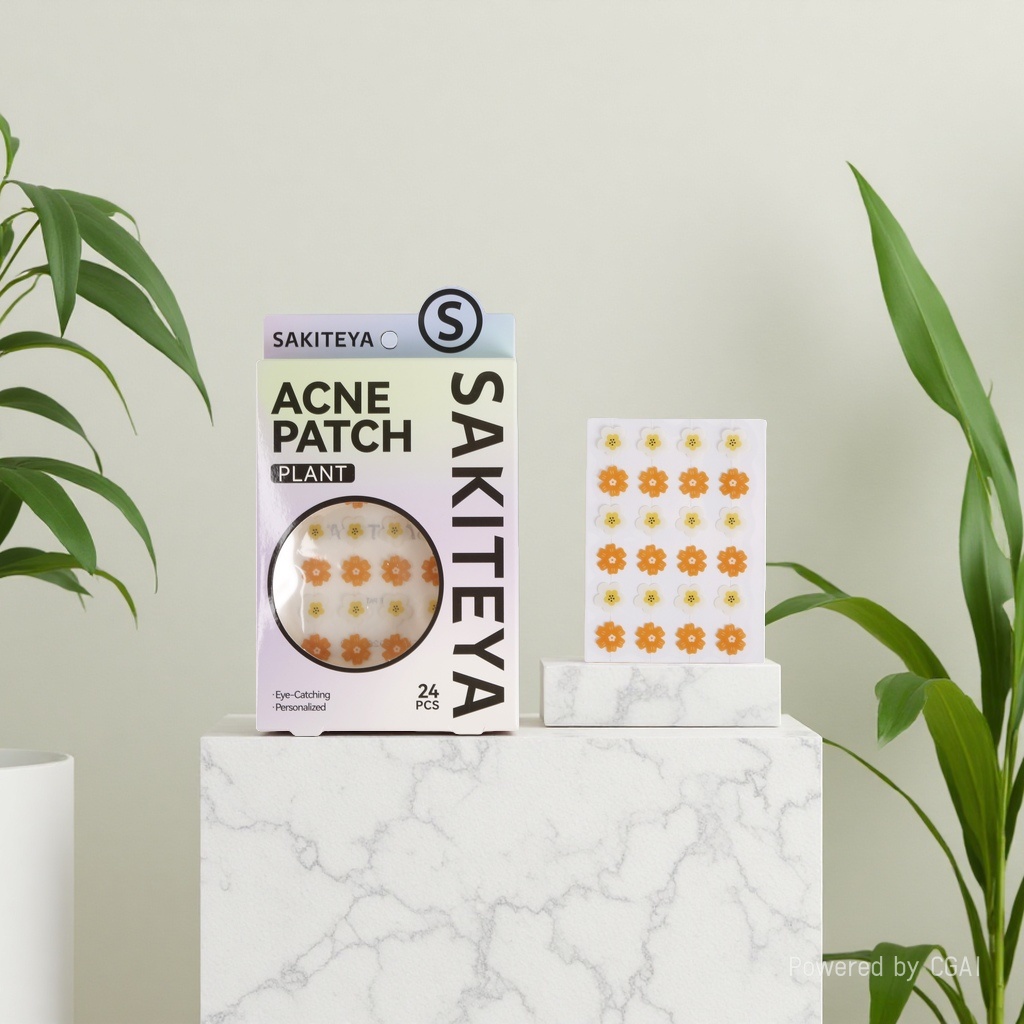 Cross-border export English acne patches, cartoon flower concealer, transparent day and night cheek patches, tea tree oil Specification image