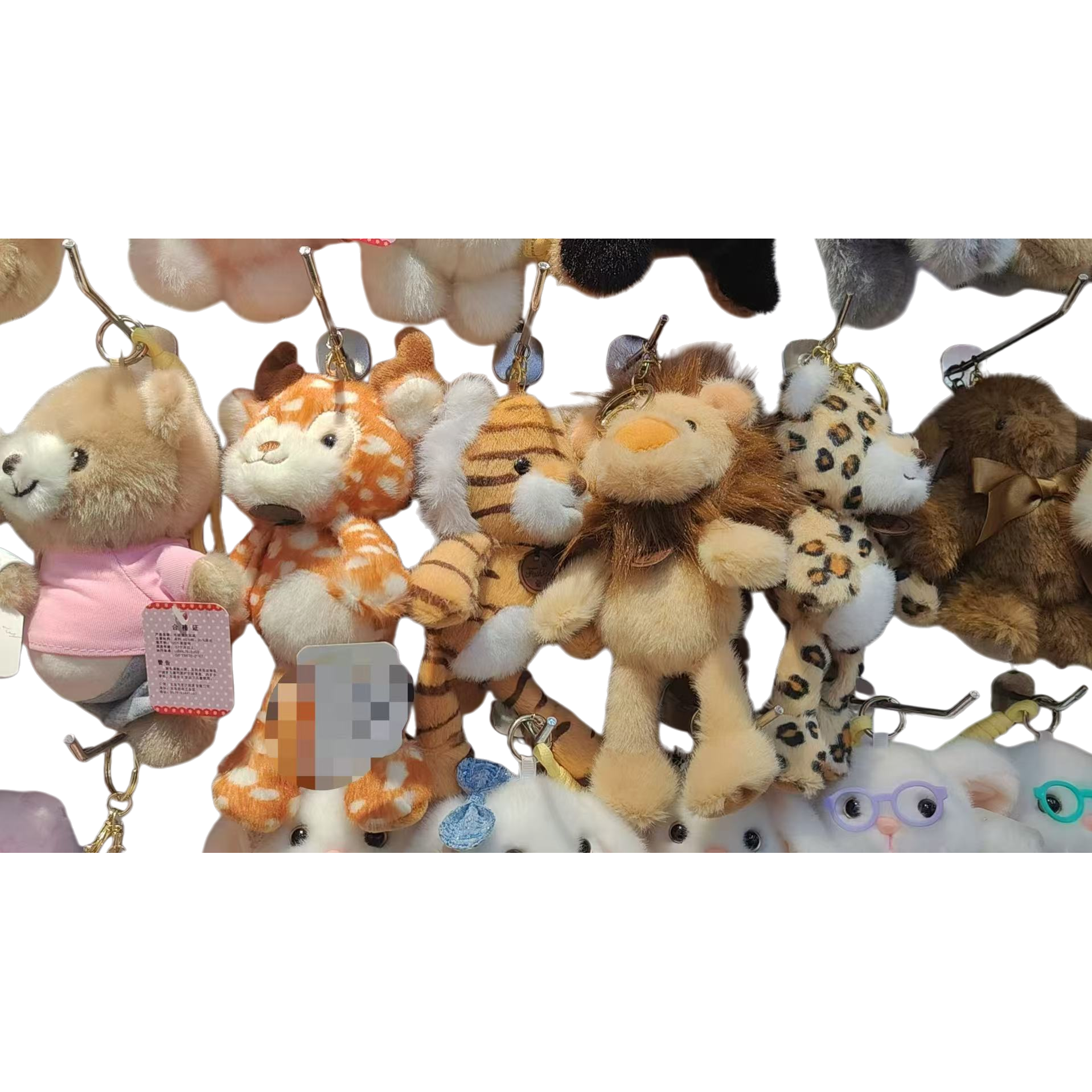 Cute forest animal tiger and lion pendants, plush toy figurines, leopard and deer bags, pendants, keychains Item Picture