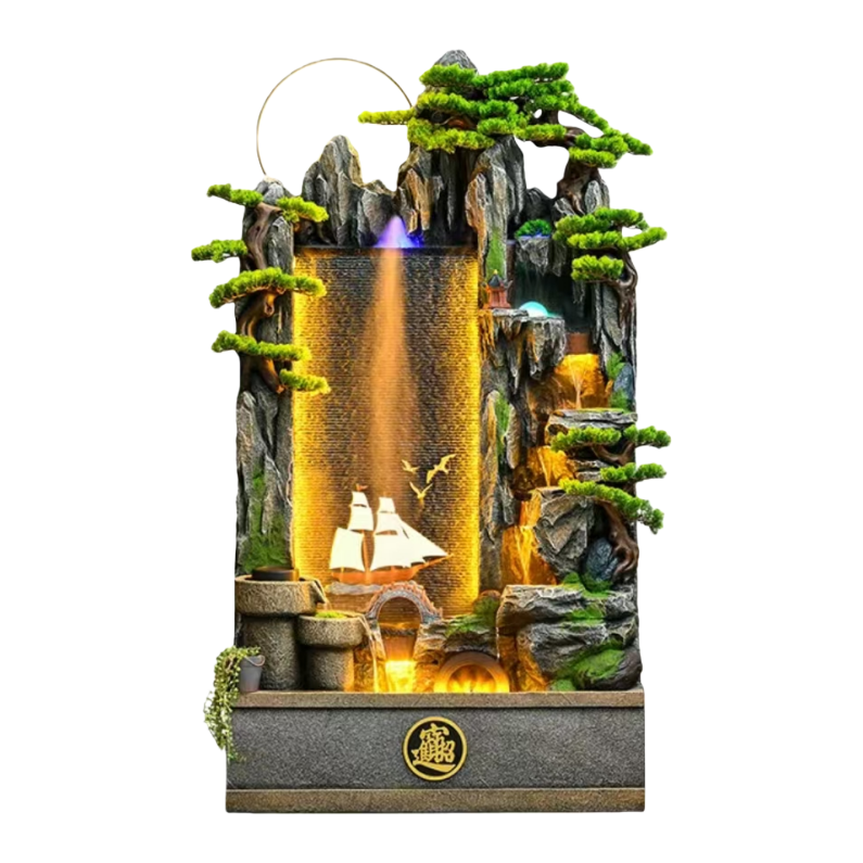 Artificial landscape and water flow ornaments, resin hanging decorations, artificial rockery water spray gifts, latest model 101334277 Item Picture