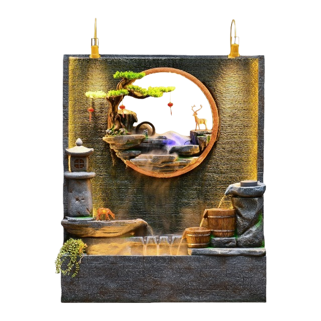 Resin water flow ornaments, artificial landscape rockeries, water spray hanging gifts, latest model 102038464 Item Picture