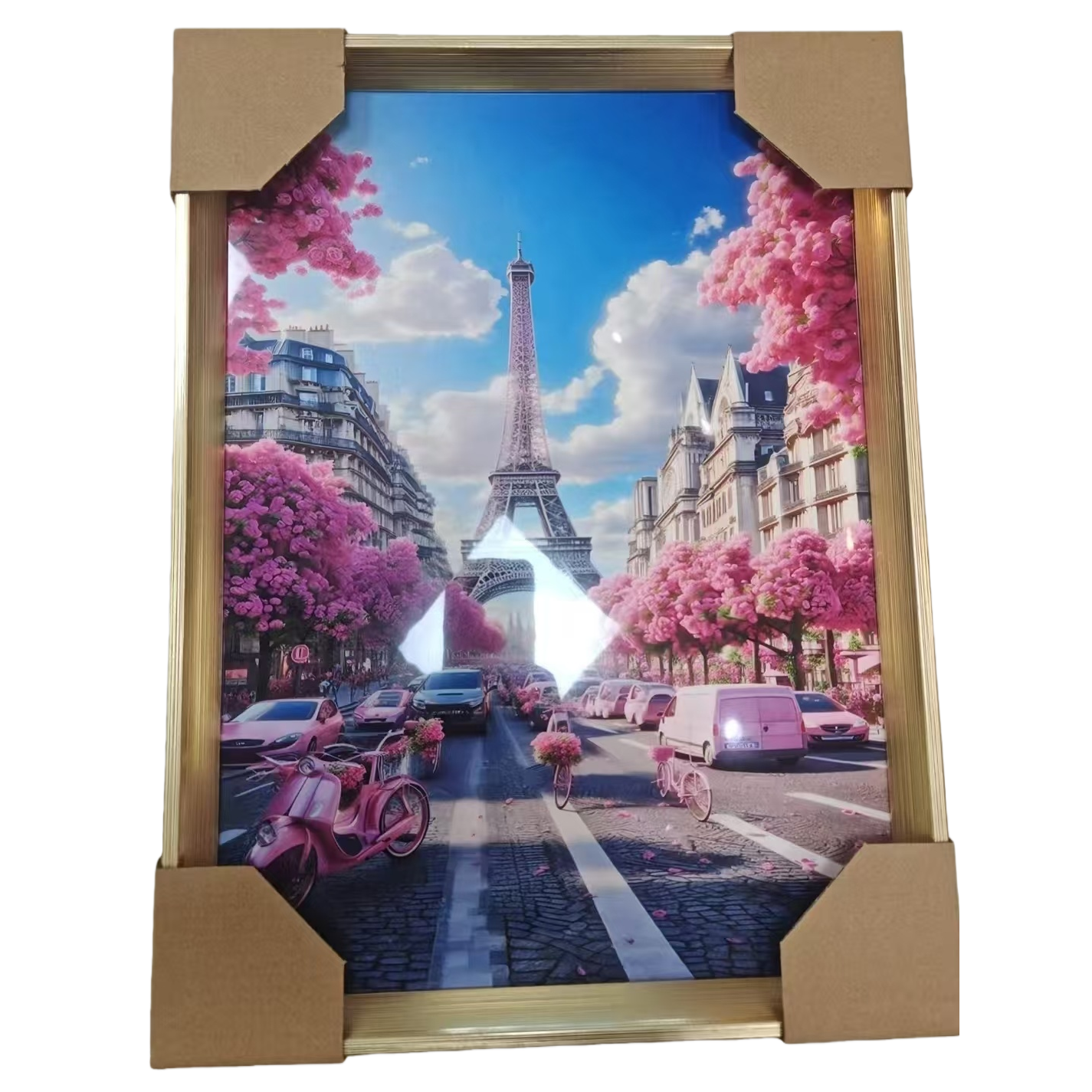 Cross-border best-selling tempered film, romantic iron tower art decorative paintings, round diamond home decoration paintings, export customization, consignment more styles, customizable sizes, factory direct sales, big discounts, crystal porcelain paintings, spray paintings, oil paintings, new styles Item Picture