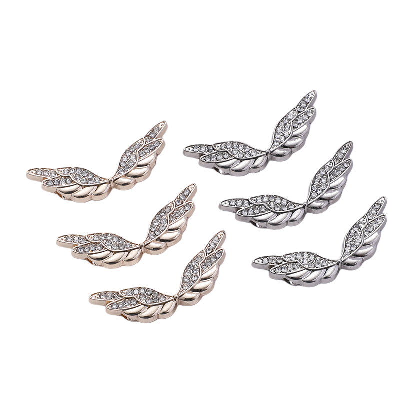 Factory direct supply of alloy label clothing accessories, hand-sewn angel wing decorative buttons, clothing, shoes, hats and bags Item Picture