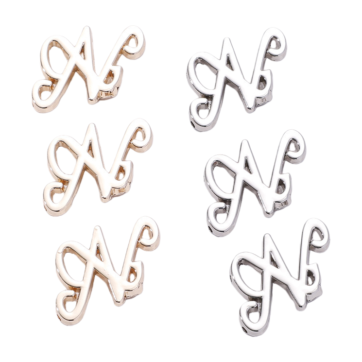 Factory direct supply of alloy nameplates, clothing accessories, hand-sewn N-shaped decorative buttons, clothing, shoes, hats and bags Item Picture