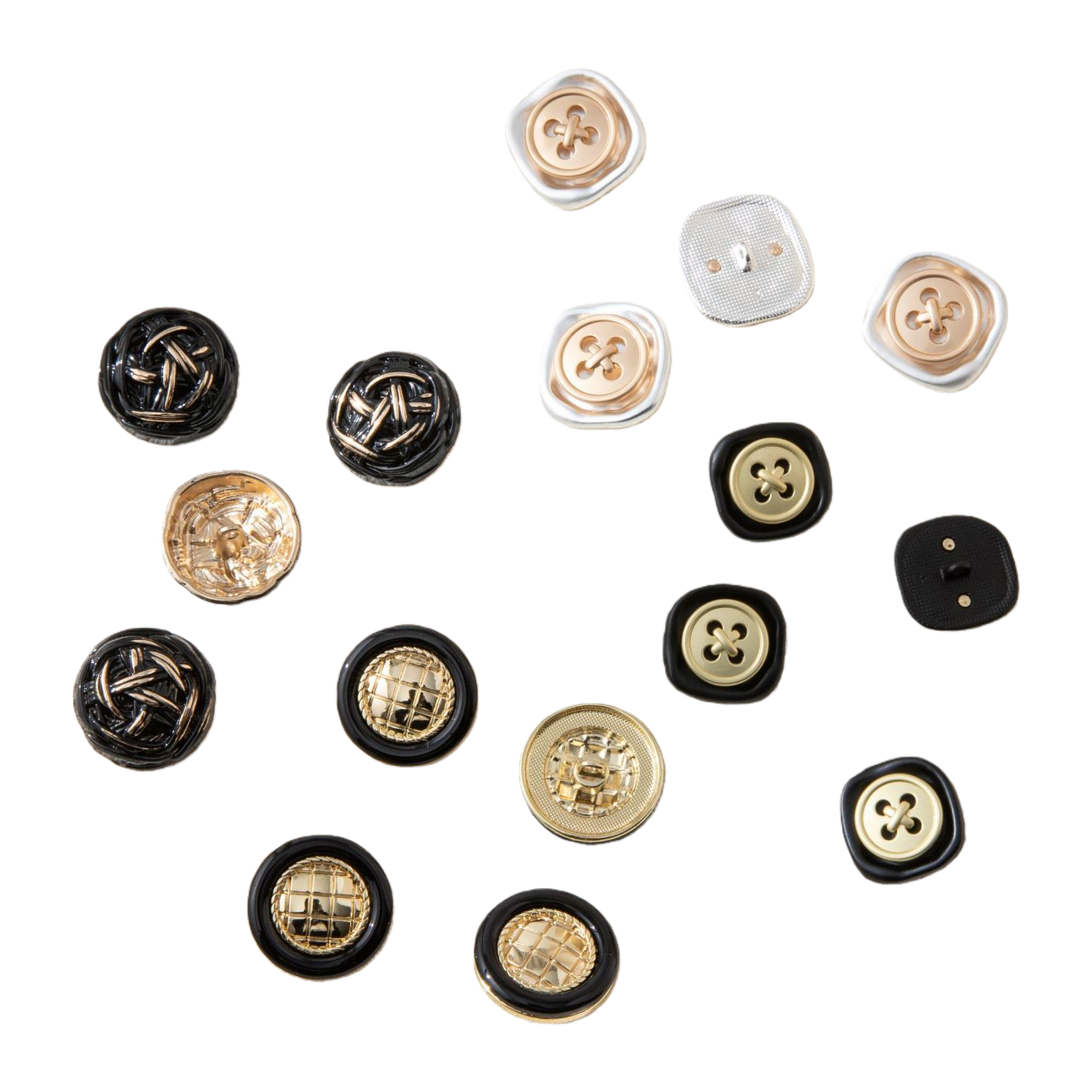 Factory direct supply: Metal square buttons, fashionable double-layer, high-heeled, round, factory direct supply Specification image