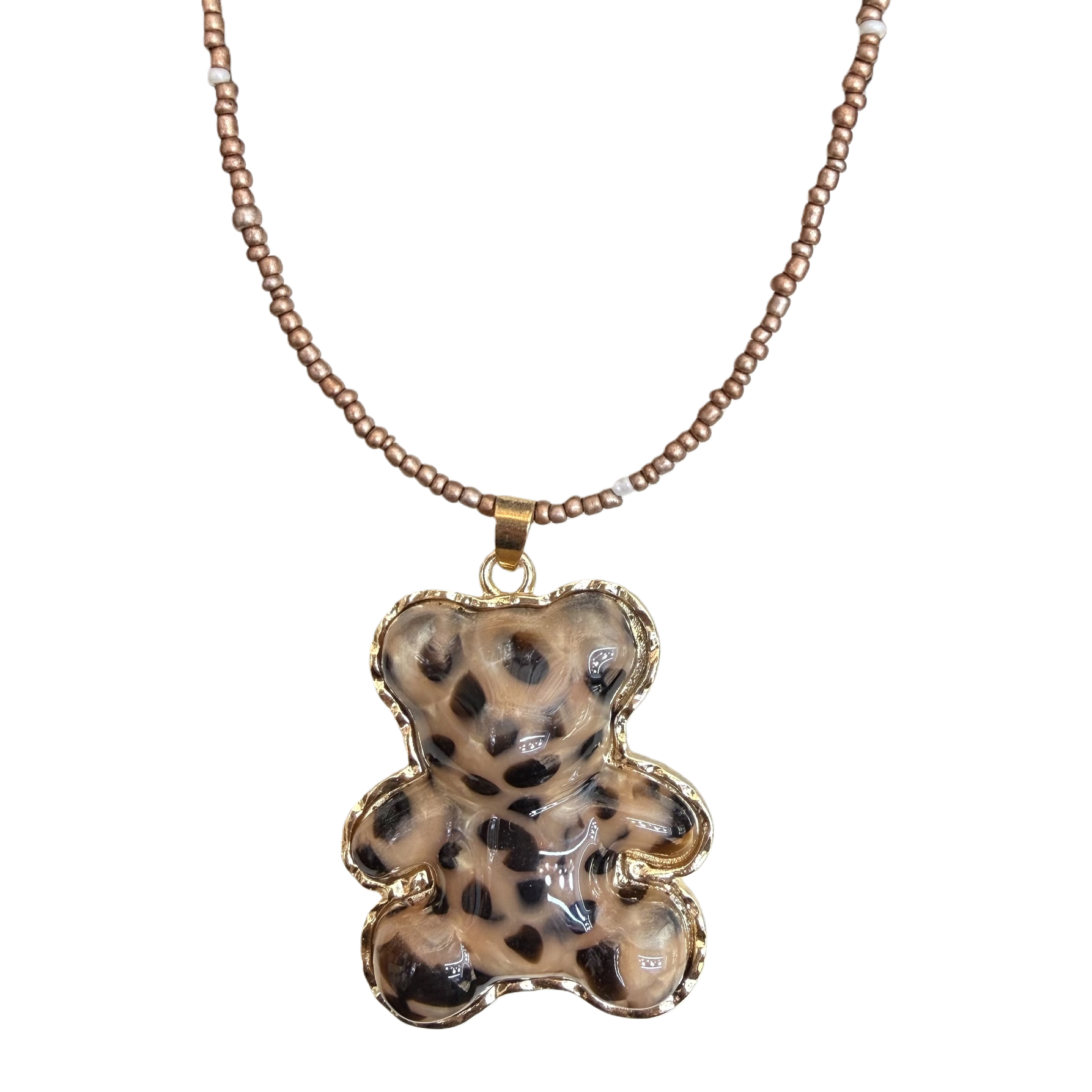 Silver jewelry leopard print bear pendant necklace, diy pendant accessory necklace Item Picture