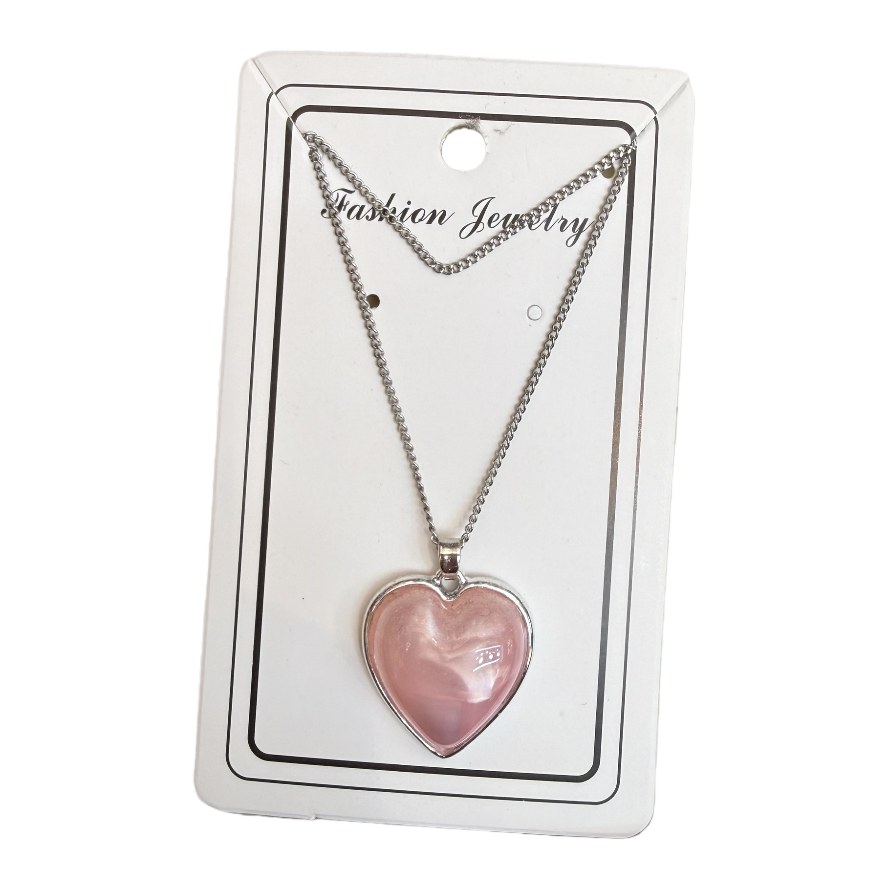 Cross-border natural rose and amethyst green Dongling heart-shaped pendant titanium steel necklace, versatile, simple and niche necklace Item Picture