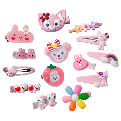 Cute cartoon shark clip, grab clip, hairpin and hair accessory set of 10 pieces, pink girlish heart hair clip Item Picture