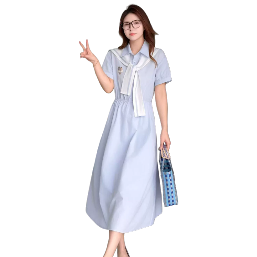 A new sweet and cute summer dress for junior and senior high school students with a shawl shirt Application Scenario