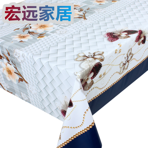 宏远家居桌布PVC加无纺布底蕾丝钩针设计餐桌布艺