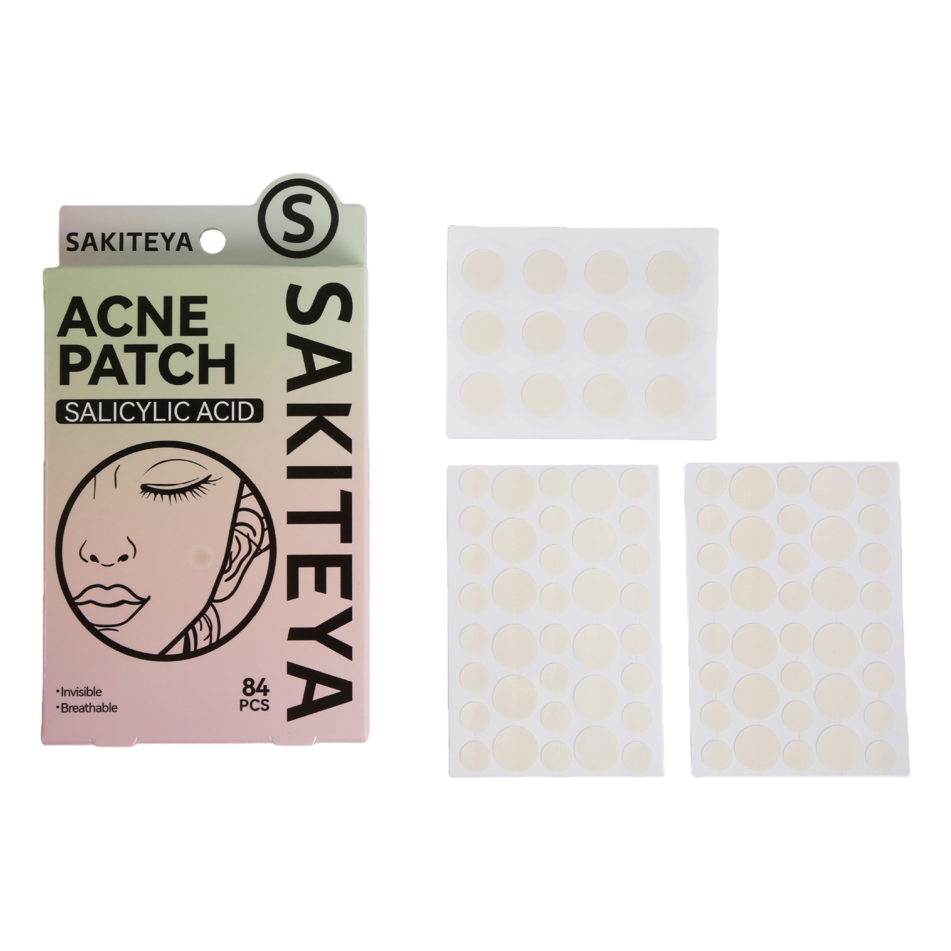 Cross-border export English acne patch, invisible concealer, transparent day and night, 84 pieces of salicylic acid ultra-thin combination for acne removal Item Picture