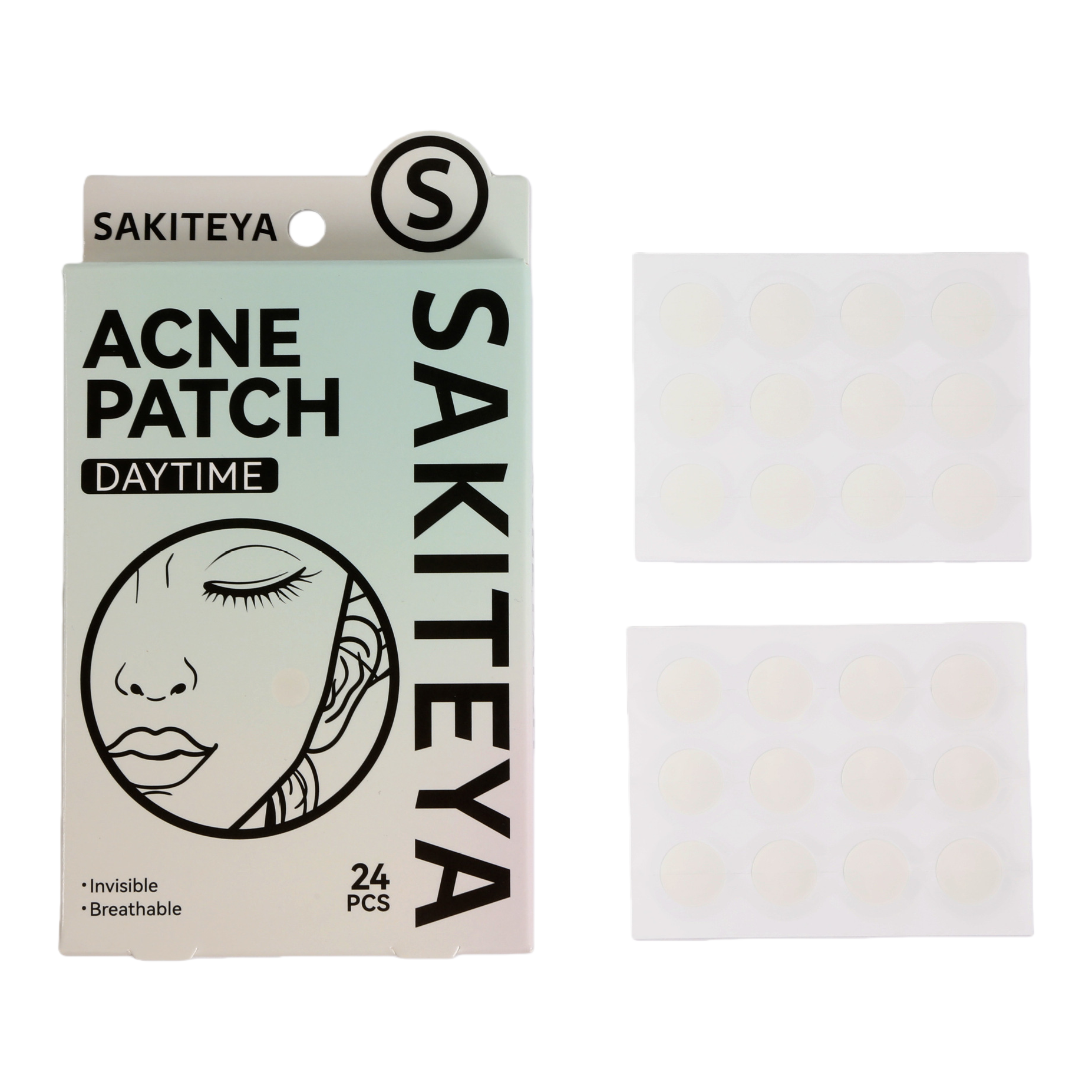 Cross-border export English acne patch, invisible concealer, transparent day and night use, 24 capsules salicylic acid ultra-thin daily acne removal Item Picture