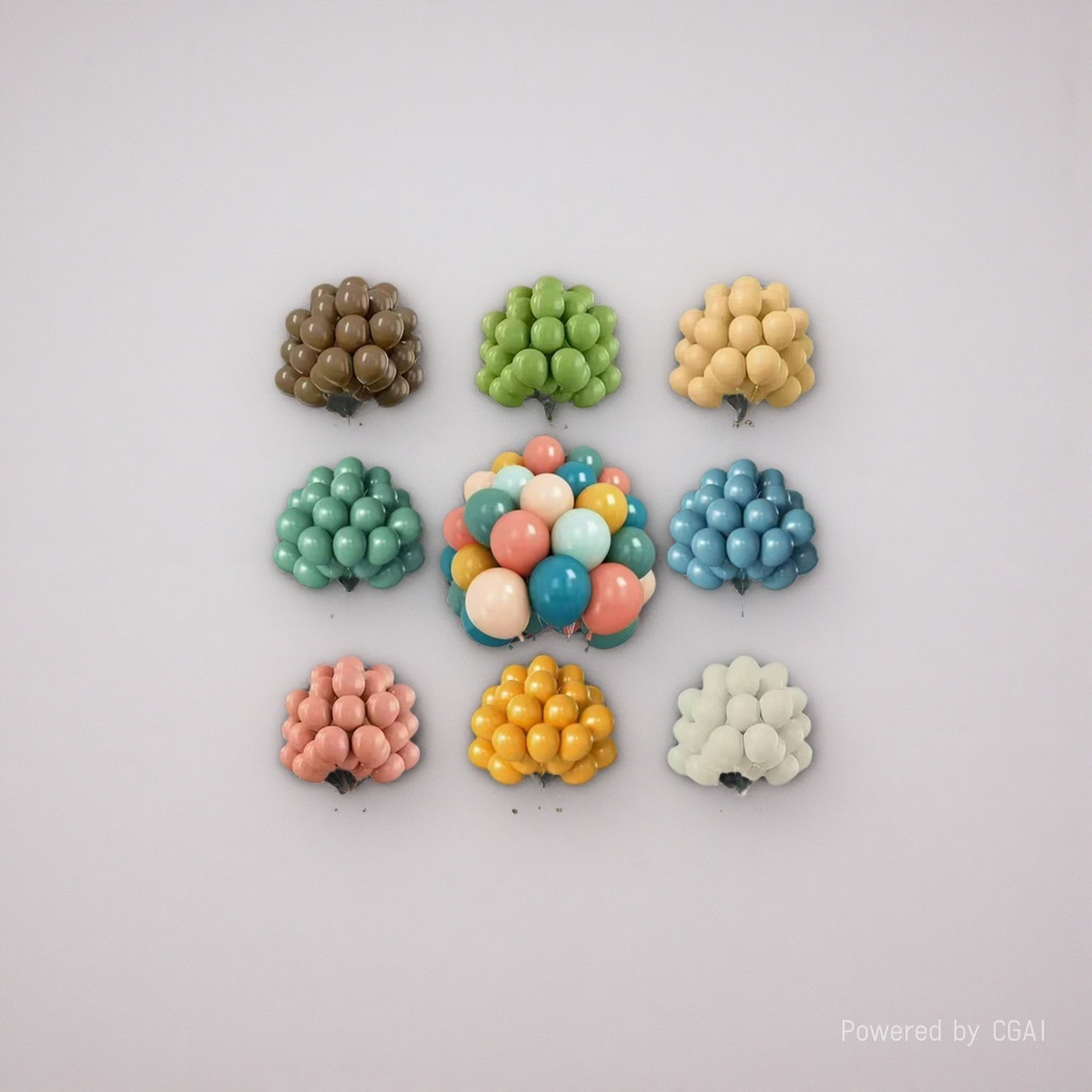 A combination of multiple color balloons: retro Khaki, olive green, skin-colored eucalyptus green, twilight blue, peach orange, retro sand white, birthday aluminum film balloon set details Picture