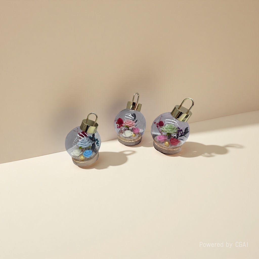 仿真花礼盒玫瑰花透明盒装、水晶球音乐盒风水装饰品