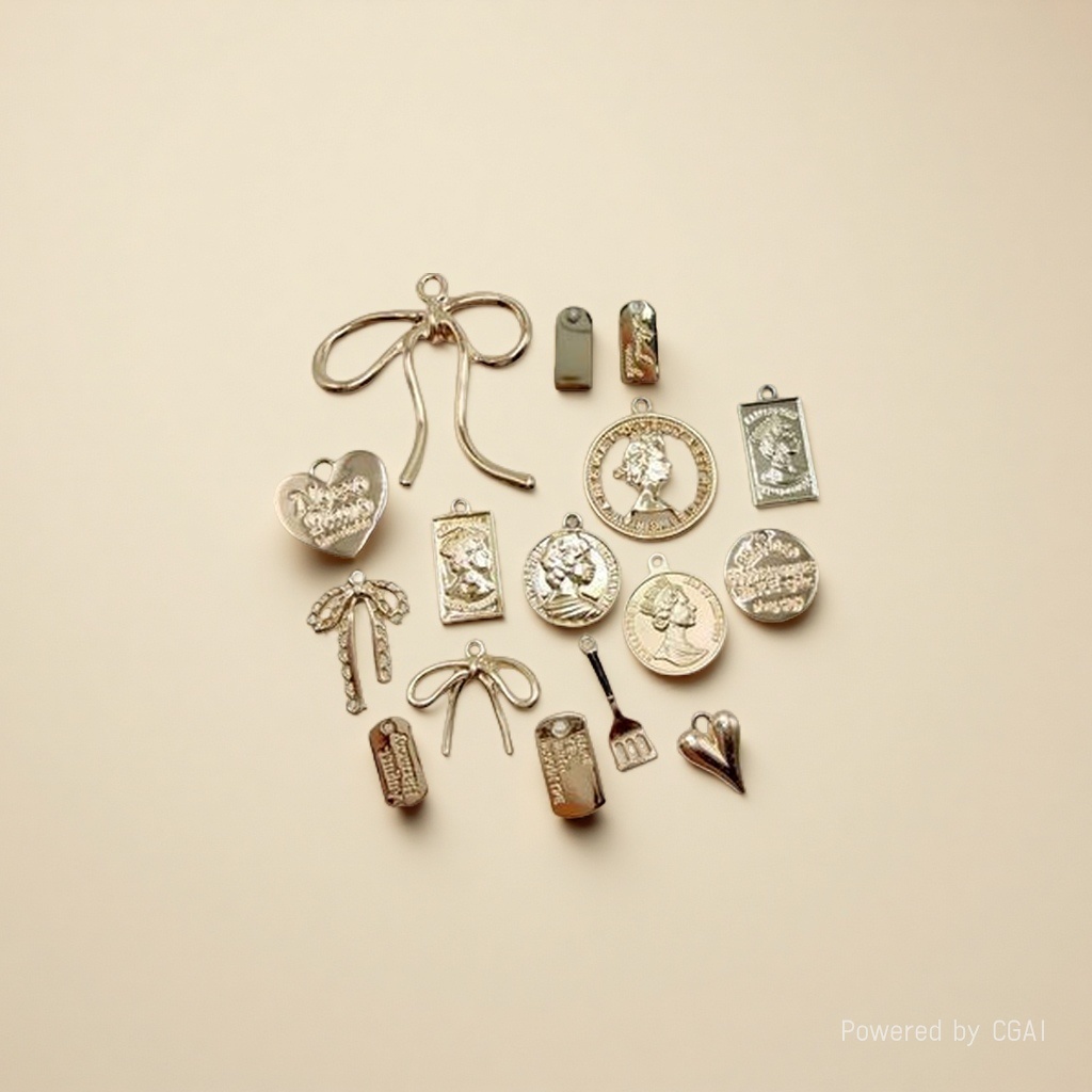 DIY jewelry accessories, golden tag series, alloy pendants, earrings, keychains, pendants, ins women's headwear pendants