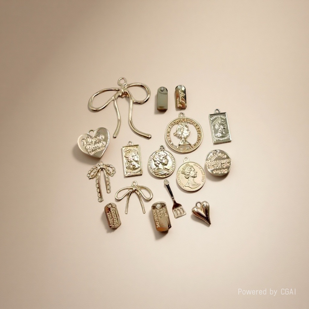 DIY jewelry accessories, golden tag series, alloy pendants, earrings, keychains, pendants, ins women's headwear pendants Application Scenario