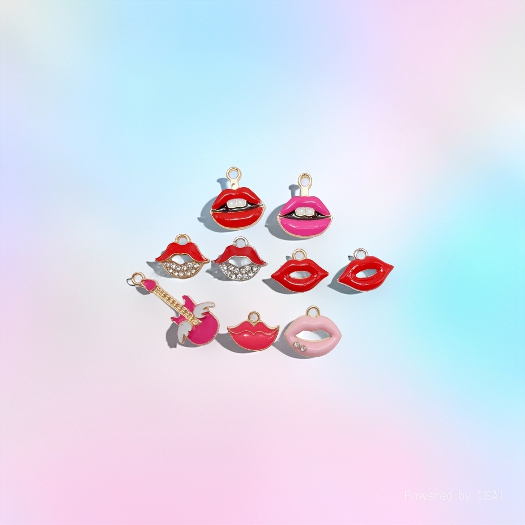 DIY alloy jewelry accessories, oil-dripping lipstick pendants, necklaces, bracelets, earrings, natural Tianhe stone loose beads