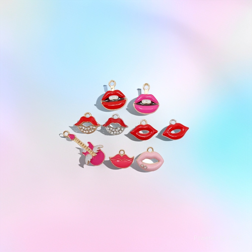 DIY alloy jewelry accessories, oil-dripping lipstick pendants, necklaces, bracelets, earrings, natural Tianhe stone loose beads Application Scenario