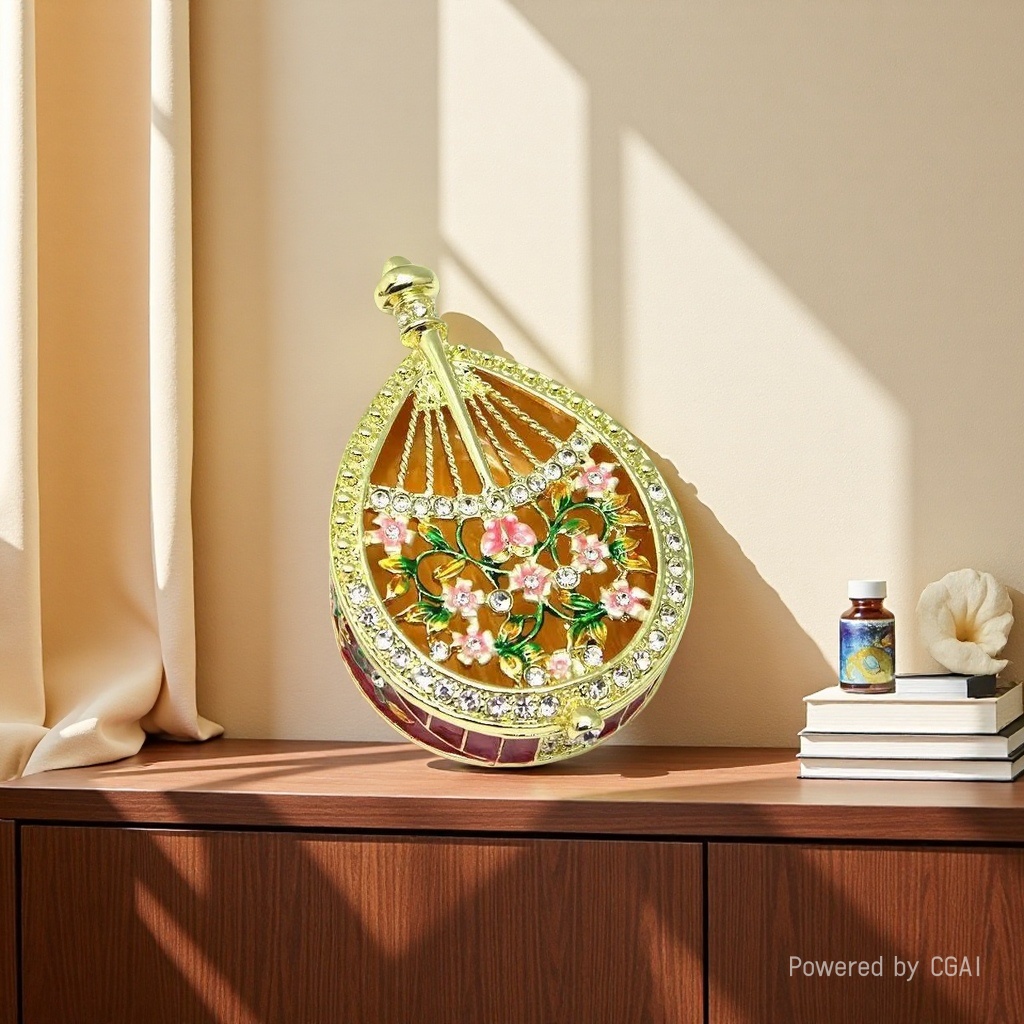 Metal handicrafts, enamel jewelry boxes, popular light luxury Chinese-style home furnishings, creative pipa small ornaments as gifts details Picture