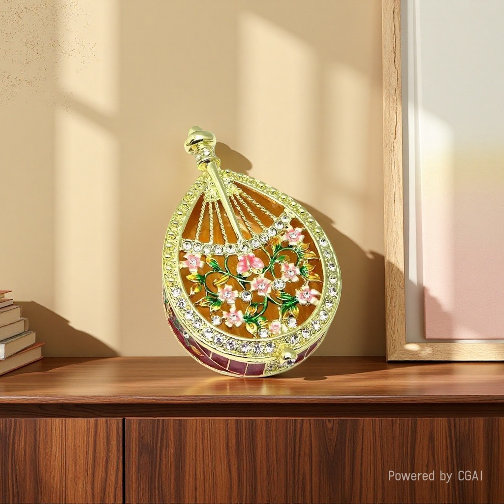Metal handicrafts, enamel jewelry boxes, popular light luxury Chinese-style home furnishings, creative pipa small ornaments as gifts Specification image