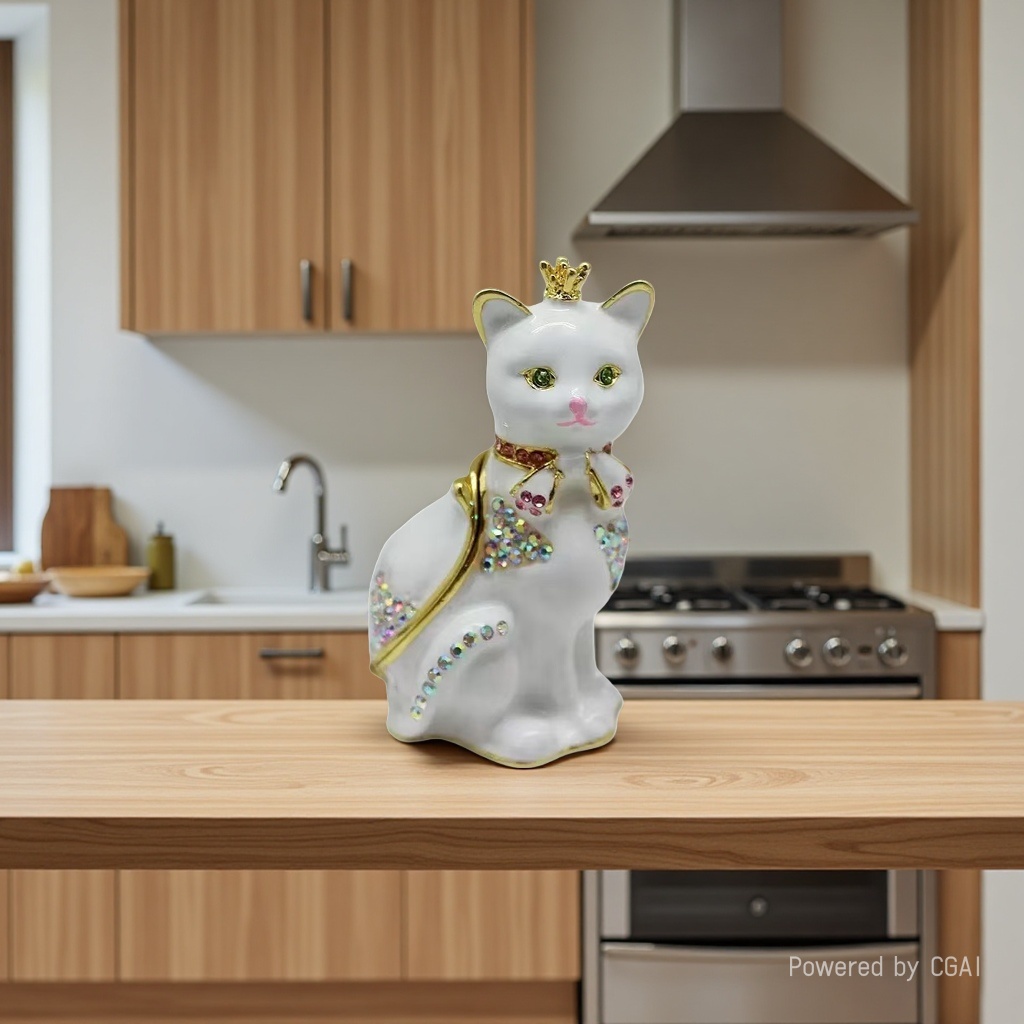 Wholesale of enamel alloy craft gifts, metal crowns, cat jewelry boxes, creative home decorations and small ornaments Application Scenario