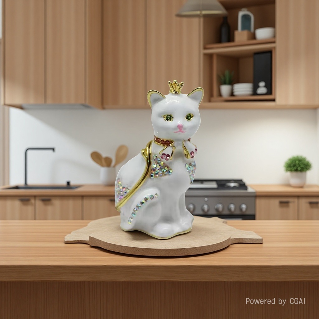 Wholesale of enamel alloy craft gifts, metal crowns, cat jewelry boxes, creative home decorations and small ornaments details Picture
