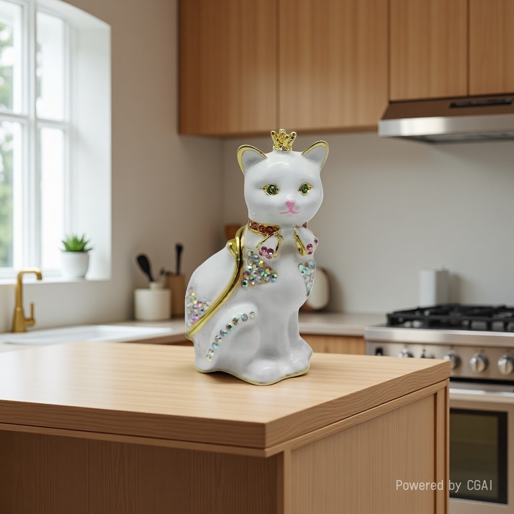 Wholesale of enamel alloy craft gifts, metal crowns, cat jewelry boxes, creative home decorations and small ornaments Specification image