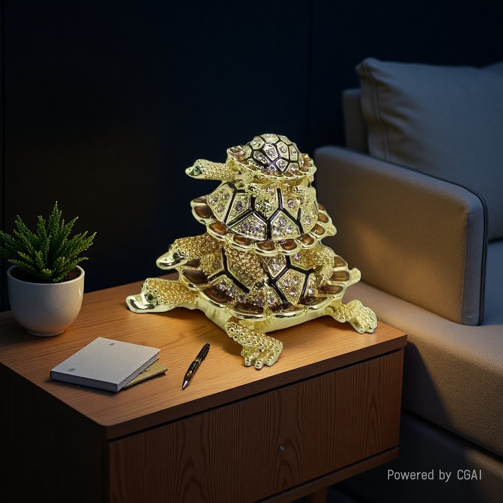 Metal three-layer turtle enamel color wealth-attracting decorative items, cultural and creative market, longevity turtle jewelry box, home decoration gifts Application Scenario