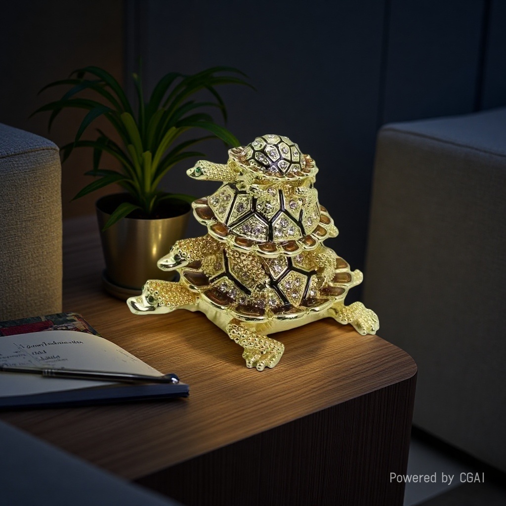 Metal three-layer turtle enamel color wealth-attracting decorative items, cultural and creative market, longevity turtle jewelry box, home decoration gifts Specification image