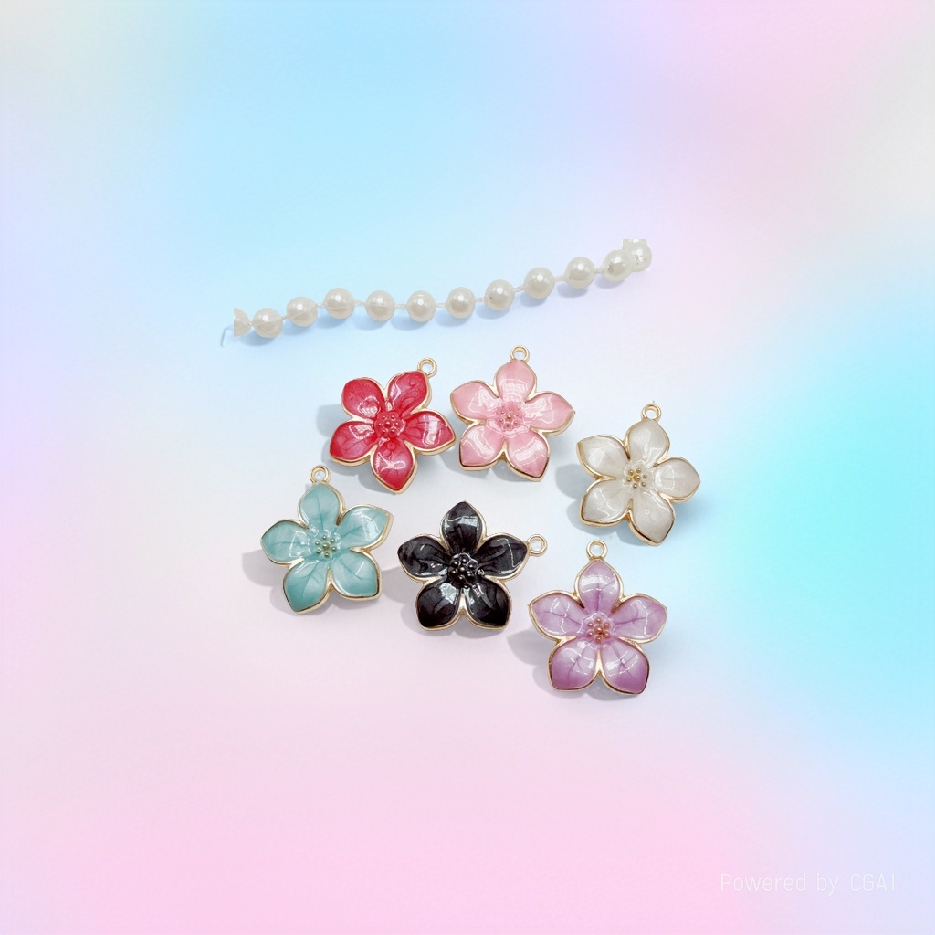 diy accessories: Pearlescent oil-dripping flowers, five-petal flower pendants, DIY earrings, keychains, bracelets, small pendants