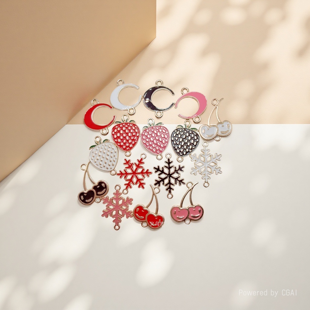 diy jewelry accessories, double-hanging fruit series, double-sided oil-dripping earrings, pendants, bracelets, necklaces, pendants, keychains Application Scenario
