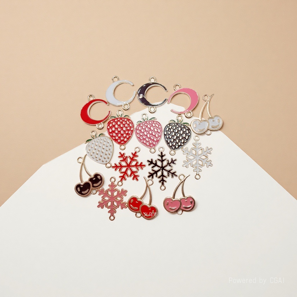 diy jewelry accessories, double-hanging fruit series, double-sided oil-dripping earrings, pendants, bracelets, necklaces, pendants, keychains