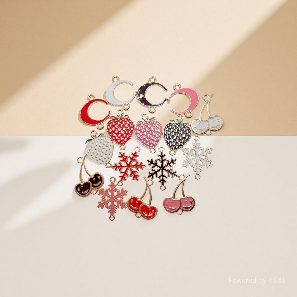 diy jewelry accessories, double-hanging fruit series, double-sided oil-dripping earrings, pendants, bracelets, necklaces, pendants, keychains details Picture