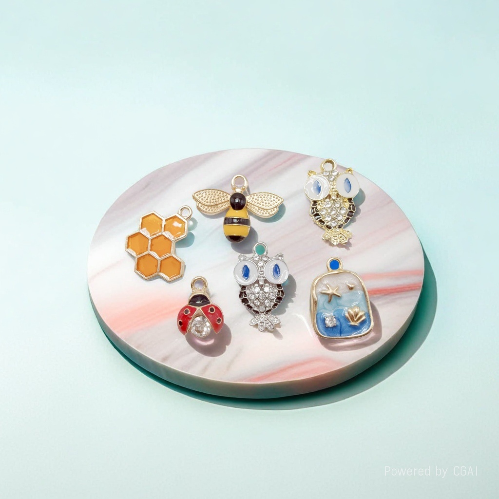 Bee alloy oil-dripping accessory pendant, creative DIY jewelry accessory necklace, bracelet, earring, key chain pendant