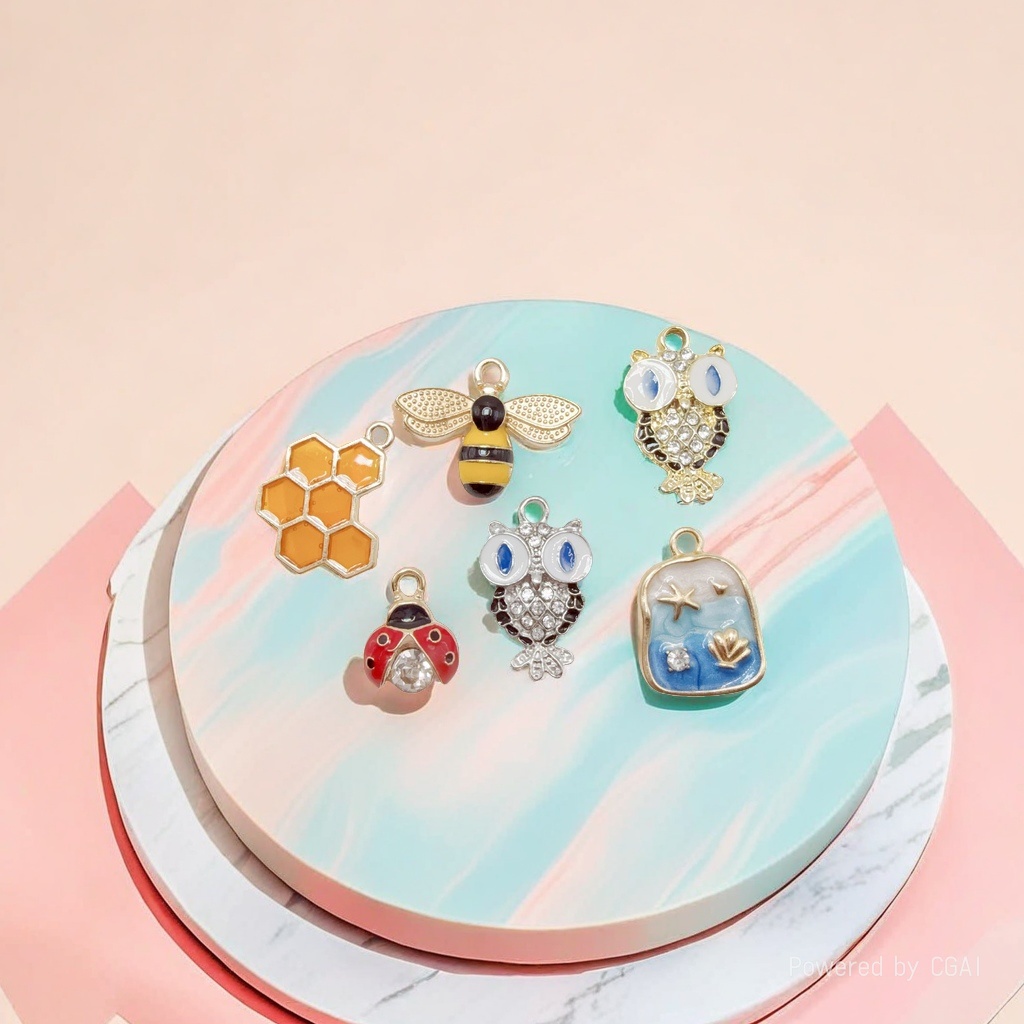 Bee alloy oil-dripping accessory pendant, creative DIY jewelry accessory necklace, bracelet, earring, key chain pendant details Picture