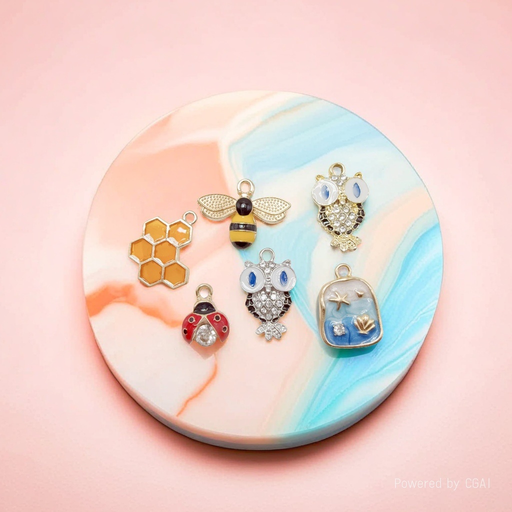 Bee alloy oil-dripping accessory pendant, creative DIY jewelry accessory necklace, bracelet, earring, key chain pendant Application Scenario